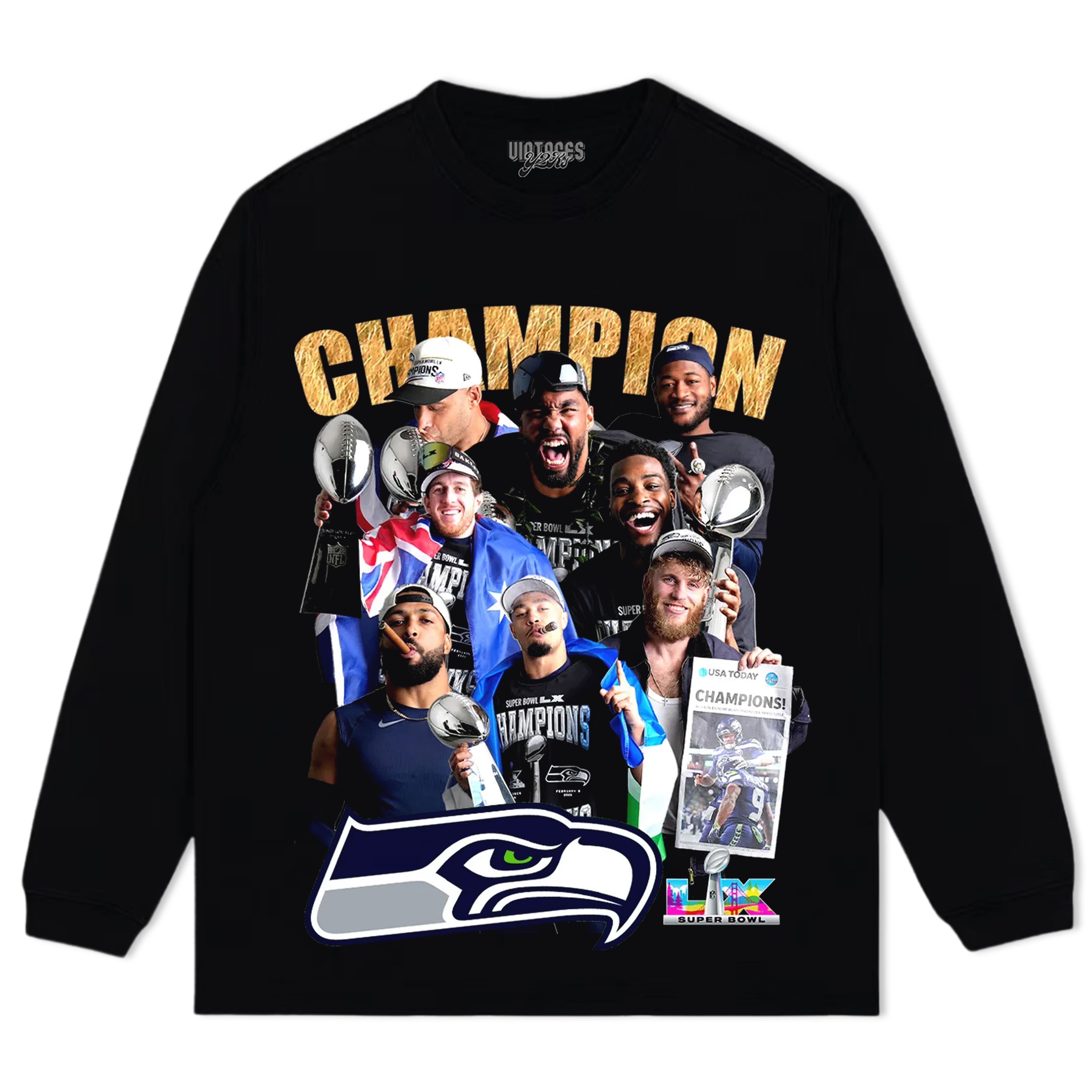 SEATTLE SEAHAWKS SUPER BOWL LX CHAMPION RT TEE & LS & HOODIE