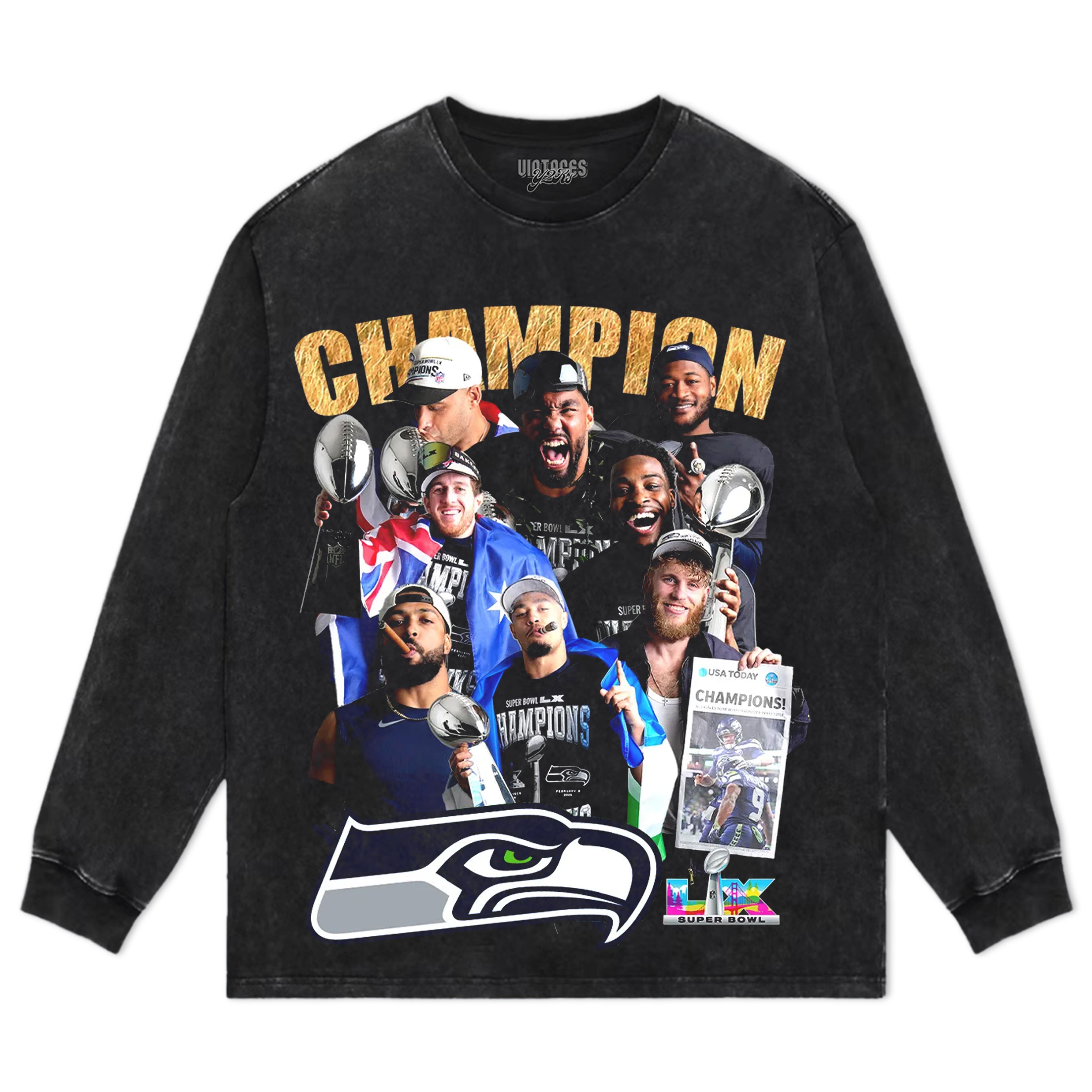SEATTLE SEAHAWKS SUPER BOWL LX CHAMPION RT TEE & LS & HOODIE