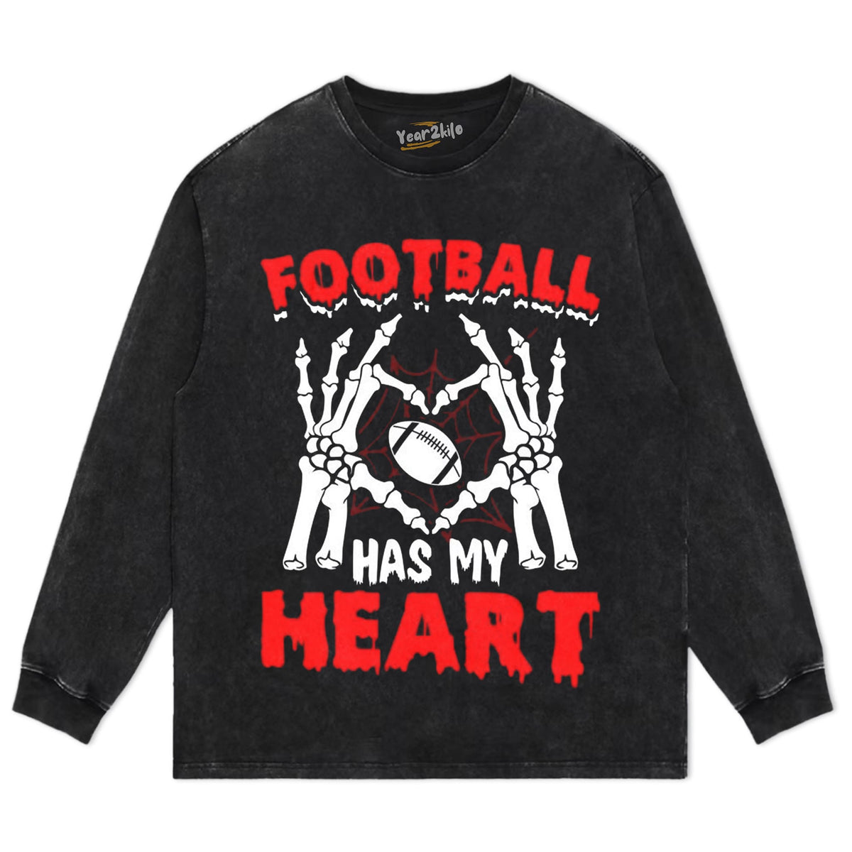 SKELETON HANDS HEART FOOTBALL HAS MY HEART TANK TOP & TEE & LONG SLEEVE & LAYERED LS & HOODIE