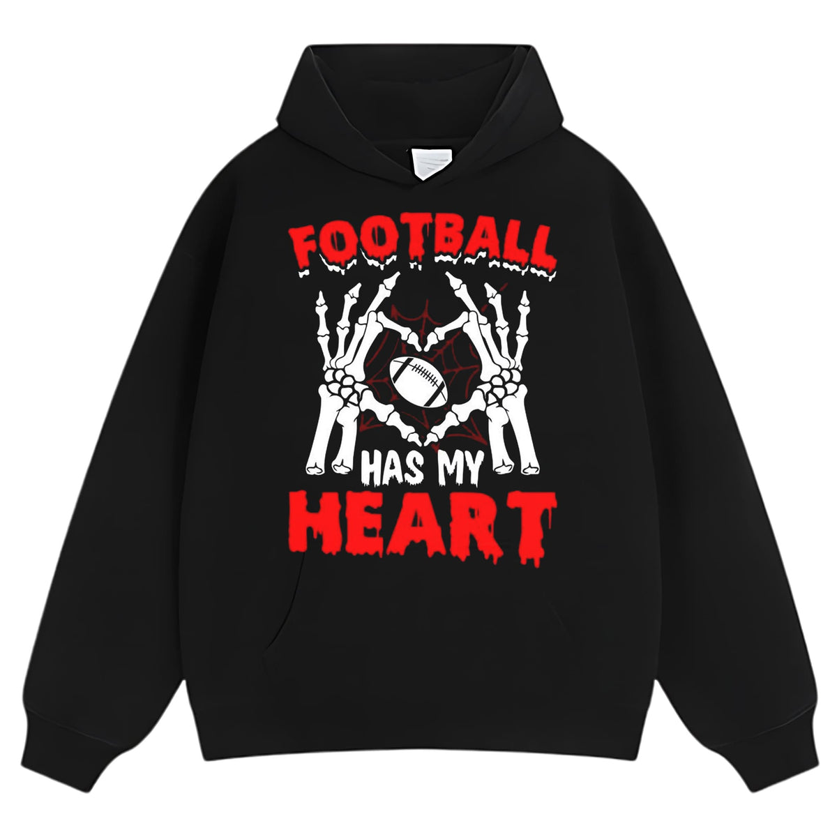 SKELETON HANDS HEART FOOTBALL HAS MY HEART TANK TOP & TEE & LONG SLEEVE & LAYERED LS & HOODIE