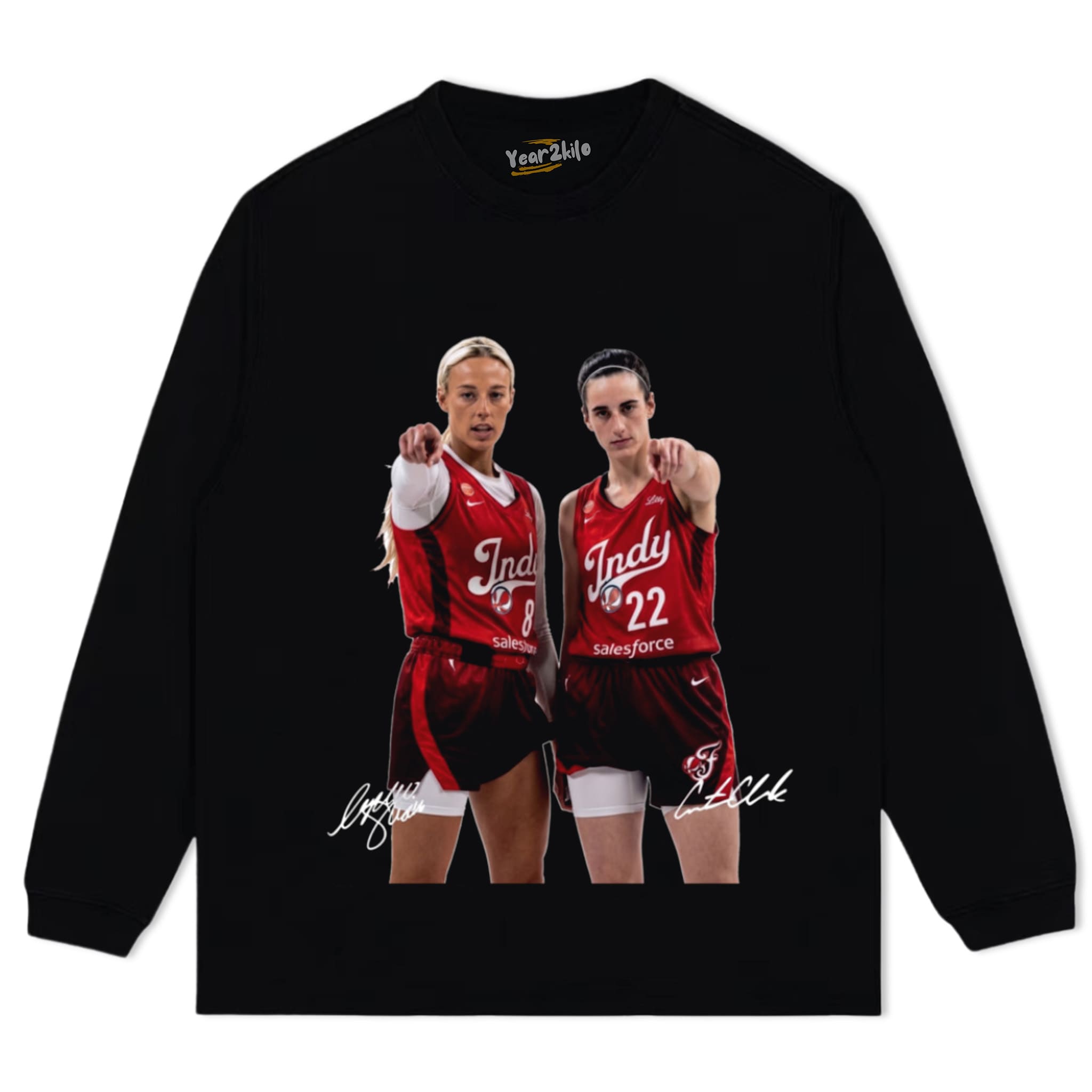 SOPHIE CUNNINGHAM & CAITLIN CLARK SIGNAUTE - FEVER BASKETBALL 2026 TANK TOP & TEE & LONG SLEEVE & LAYERED LS & HOODIE