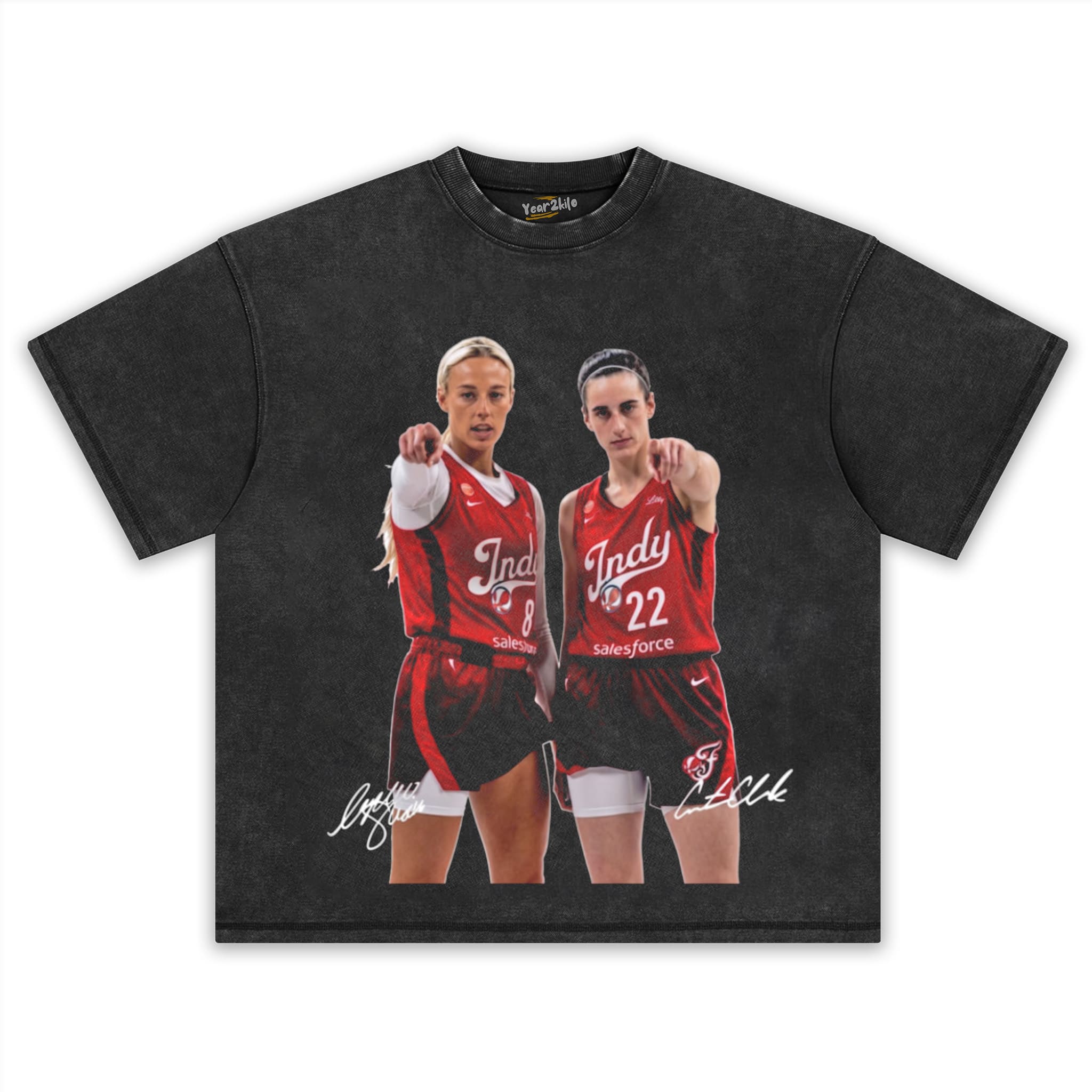 SOPHIE CUNNINGHAM & CAITLIN CLARK SIGNAUTE - FEVER BASKETBALL 2026 TANK TOP & TEE & LONG SLEEVE & LAYERED LS & HOODIE