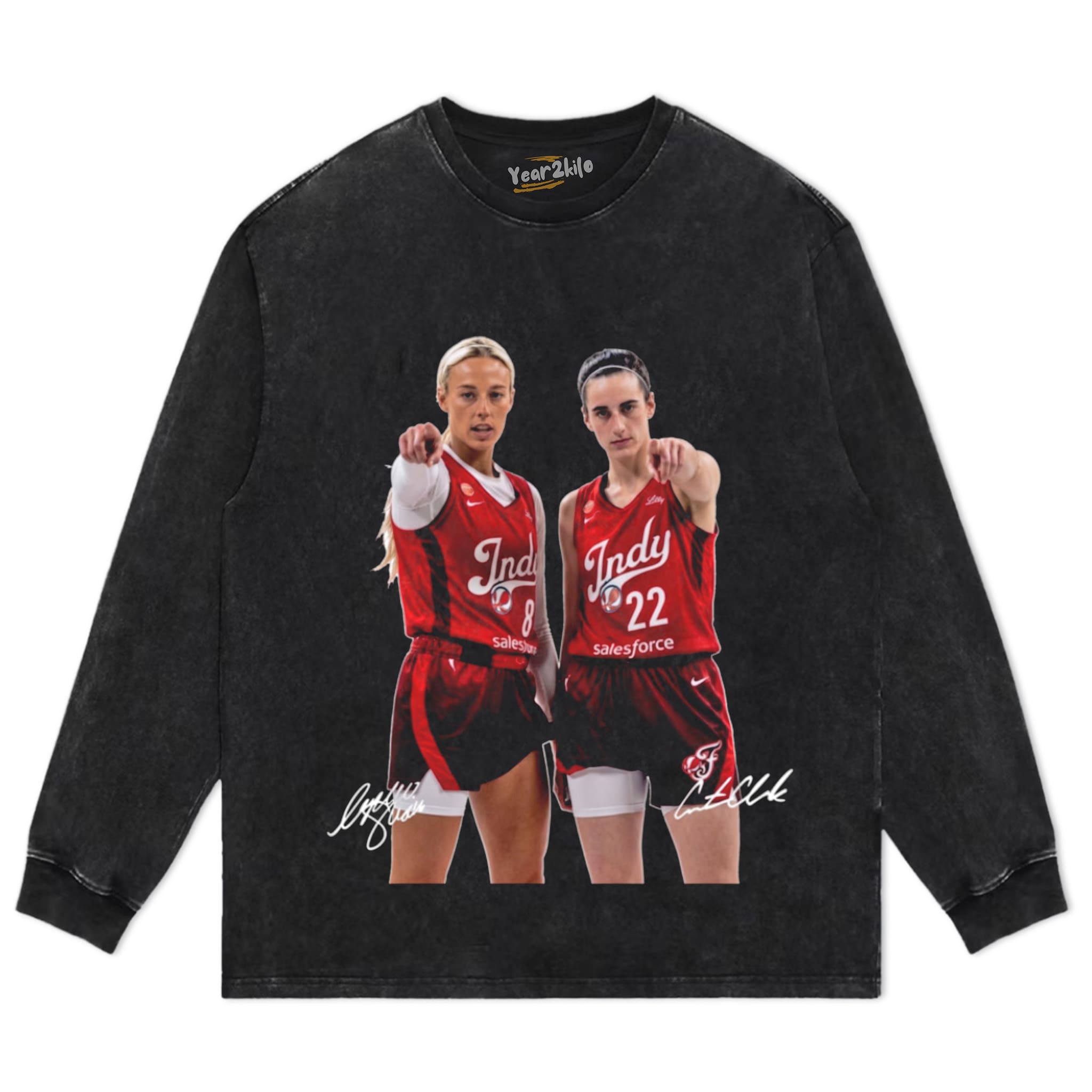 SOPHIE CUNNINGHAM & CAITLIN CLARK SIGNAUTE - FEVER BASKETBALL 2026 TANK TOP & TEE & LONG SLEEVE & LAYERED LS & HOODIE