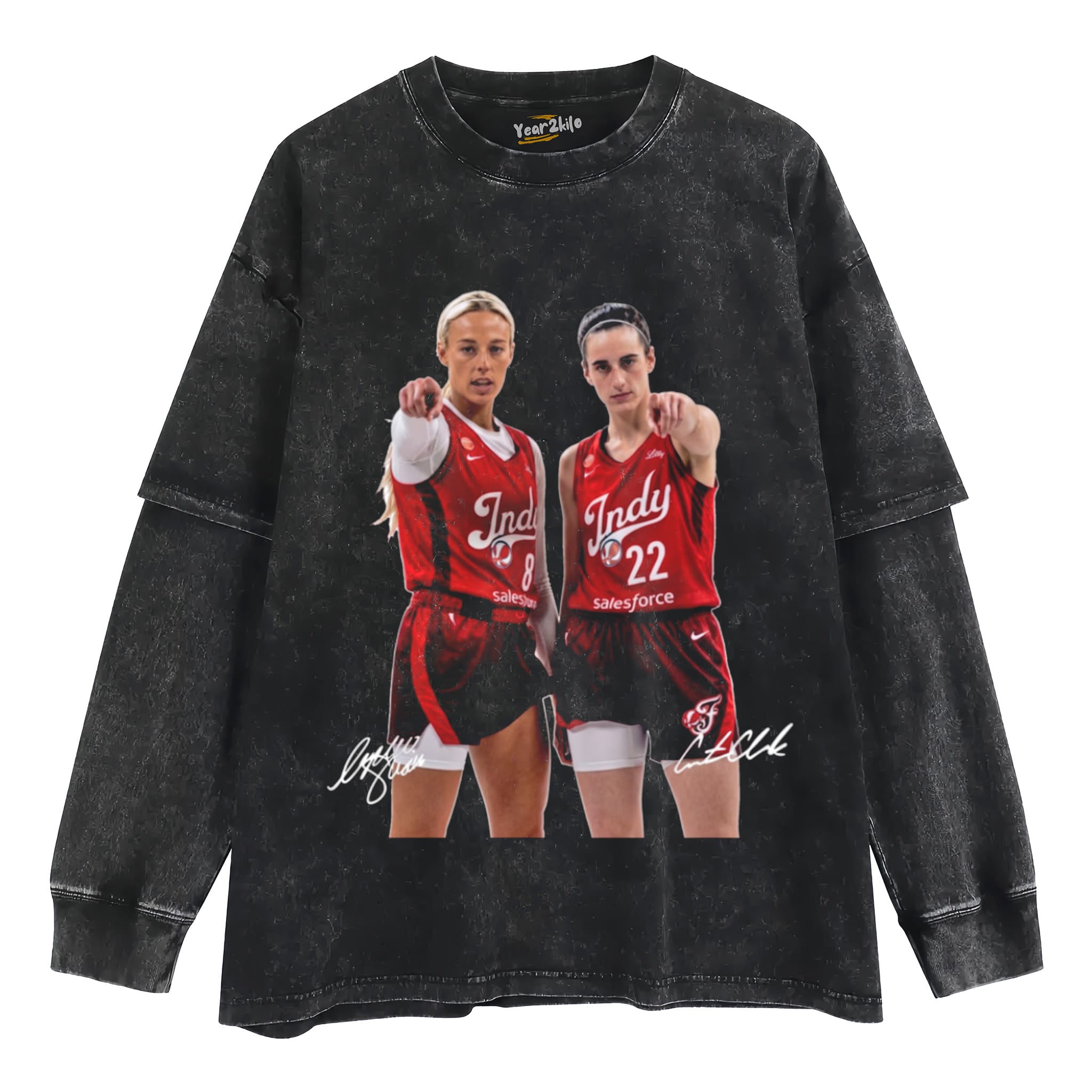 SOPHIE CUNNINGHAM & CAITLIN CLARK SIGNAUTE - FEVER BASKETBALL 2026 TANK TOP & TEE & LONG SLEEVE & LAYERED LS & HOODIE