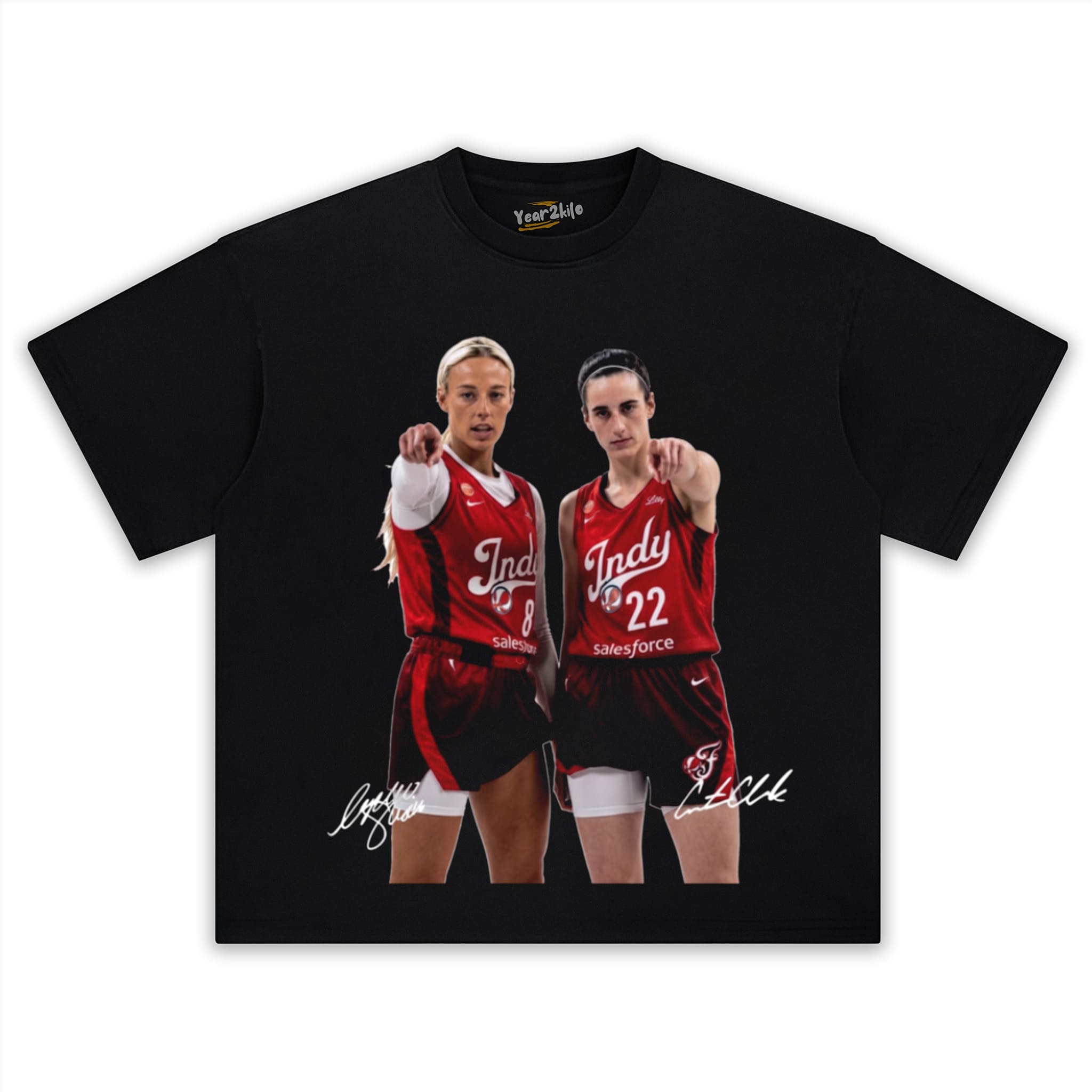 SOPHIE CUNNINGHAM & CAITLIN CLARK SIGNAUTE - FEVER BASKETBALL 2026 TANK TOP & TEE & LONG SLEEVE & LAYERED LS & HOODIE