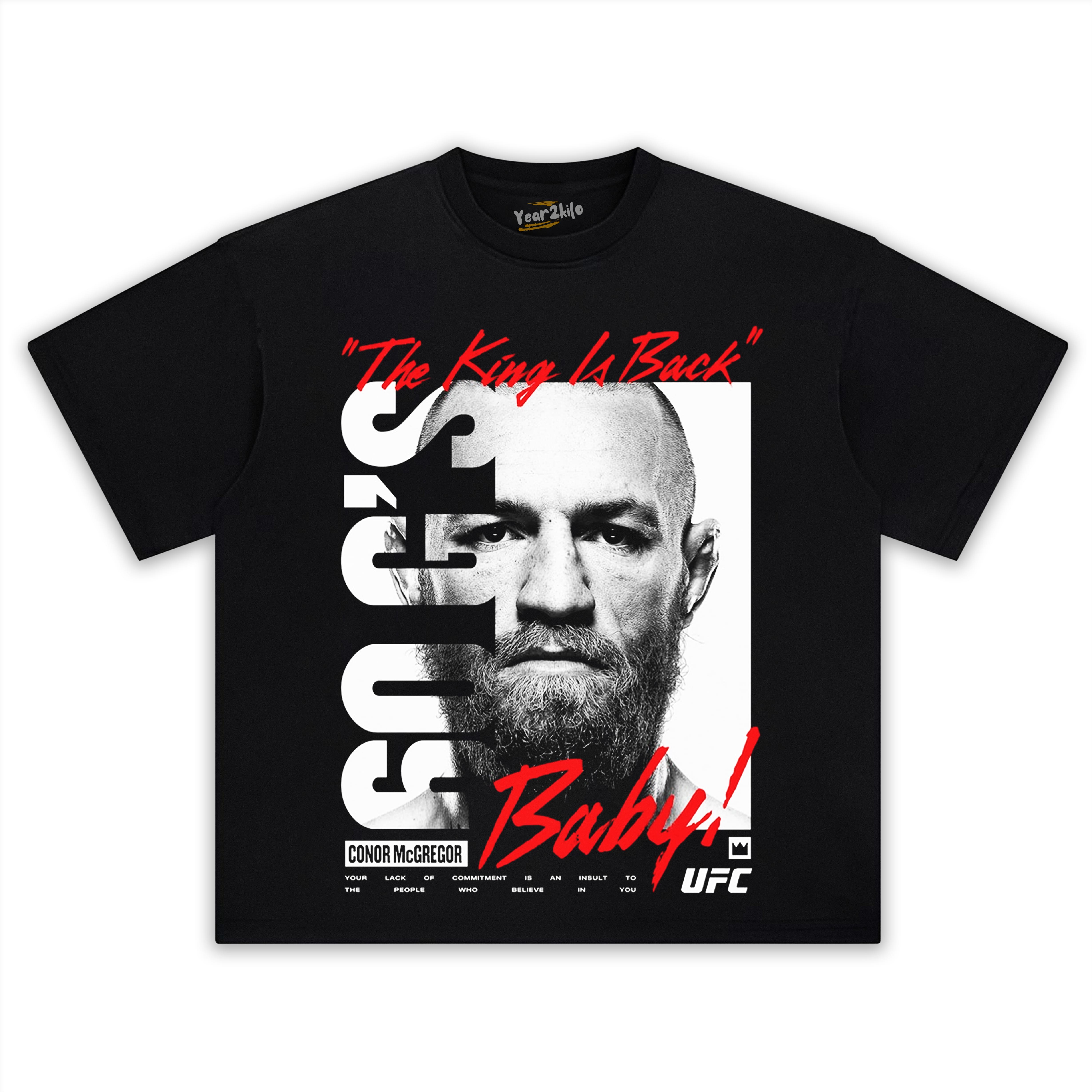 UFC BLACK CONOR MCGREGOR KING BILLBOARD BOXY TANK TOP & TEE & LONG SLEEVE & LAYERED LS & HOODIE