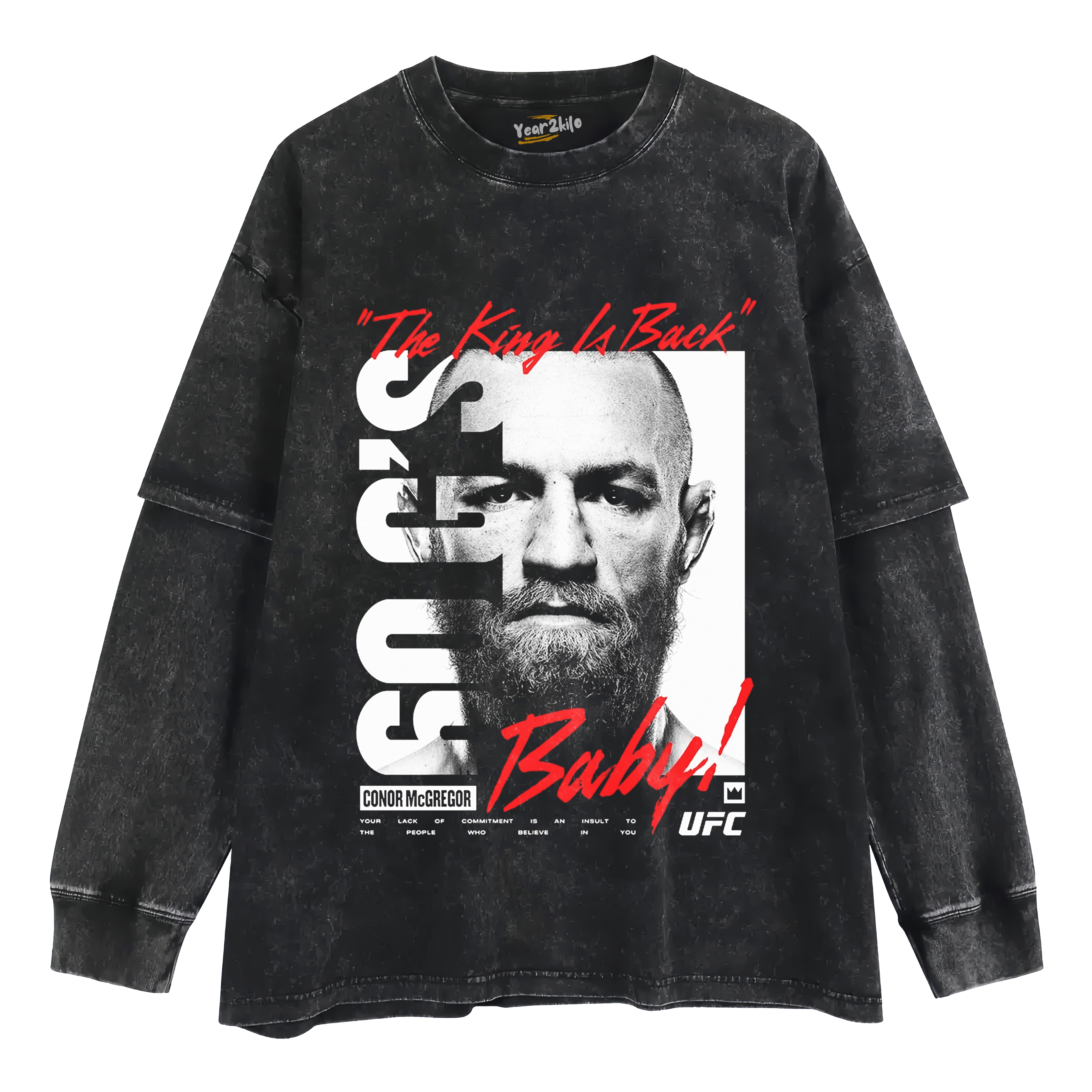 UFC BLACK CONOR MCGREGOR KING BILLBOARD BOXY TANK TOP & TEE & LONG SLEEVE & LAYERED LS & HOODIE
