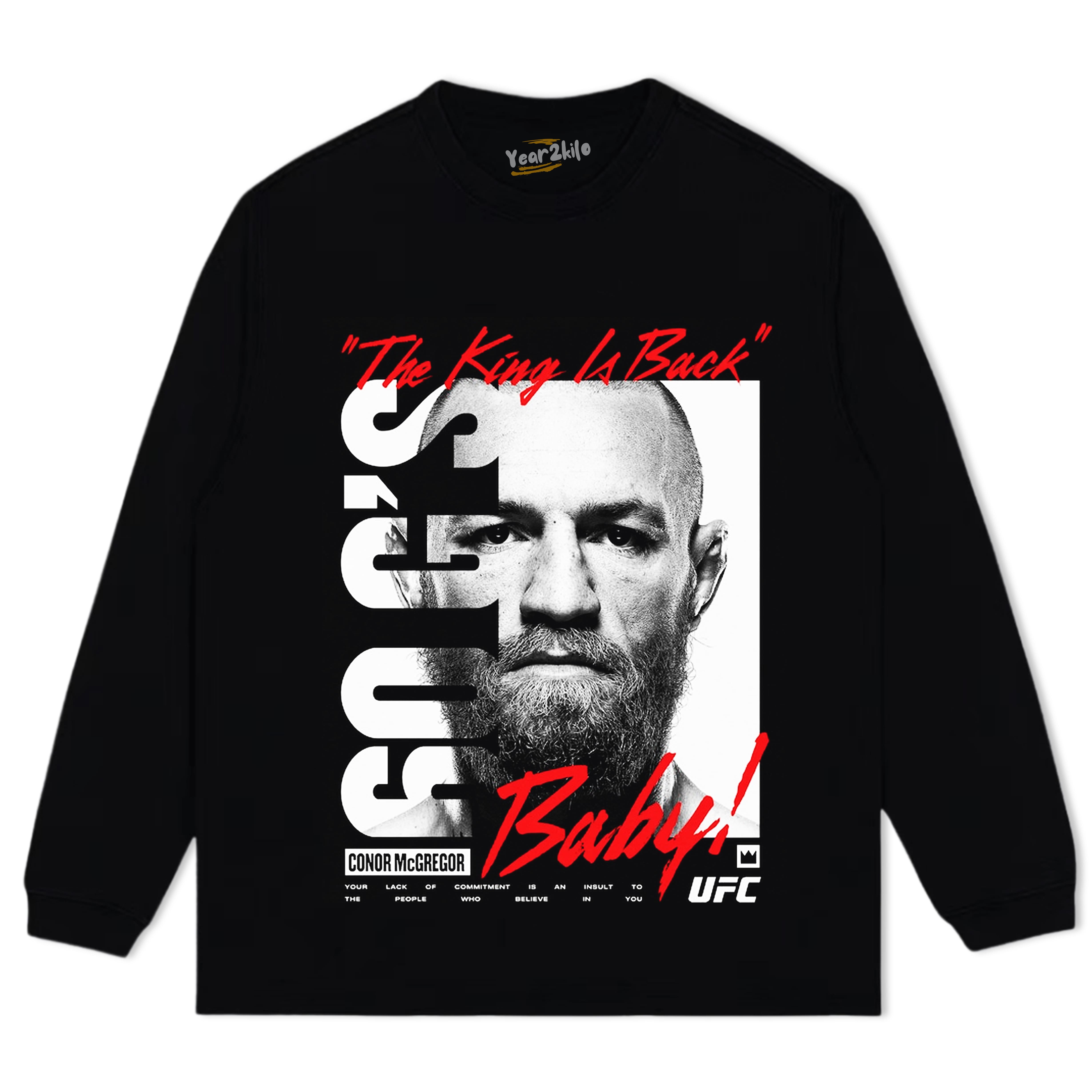 UFC BLACK CONOR MCGREGOR KING BILLBOARD BOXY TANK TOP & TEE & LONG SLEEVE & LAYERED LS & HOODIE