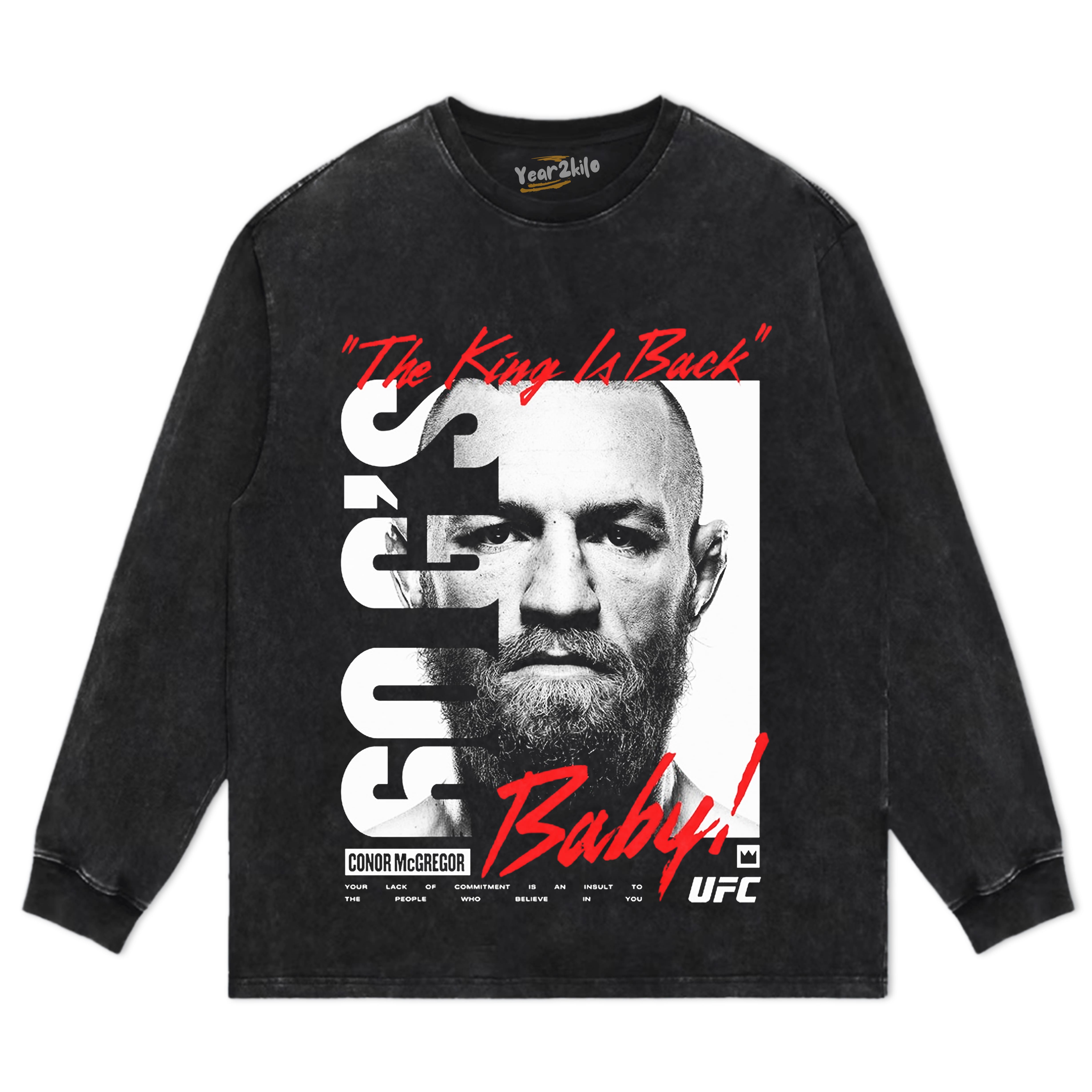 UFC BLACK CONOR MCGREGOR KING BILLBOARD BOXY TANK TOP & TEE & LONG SLEEVE & LAYERED LS & HOODIE
