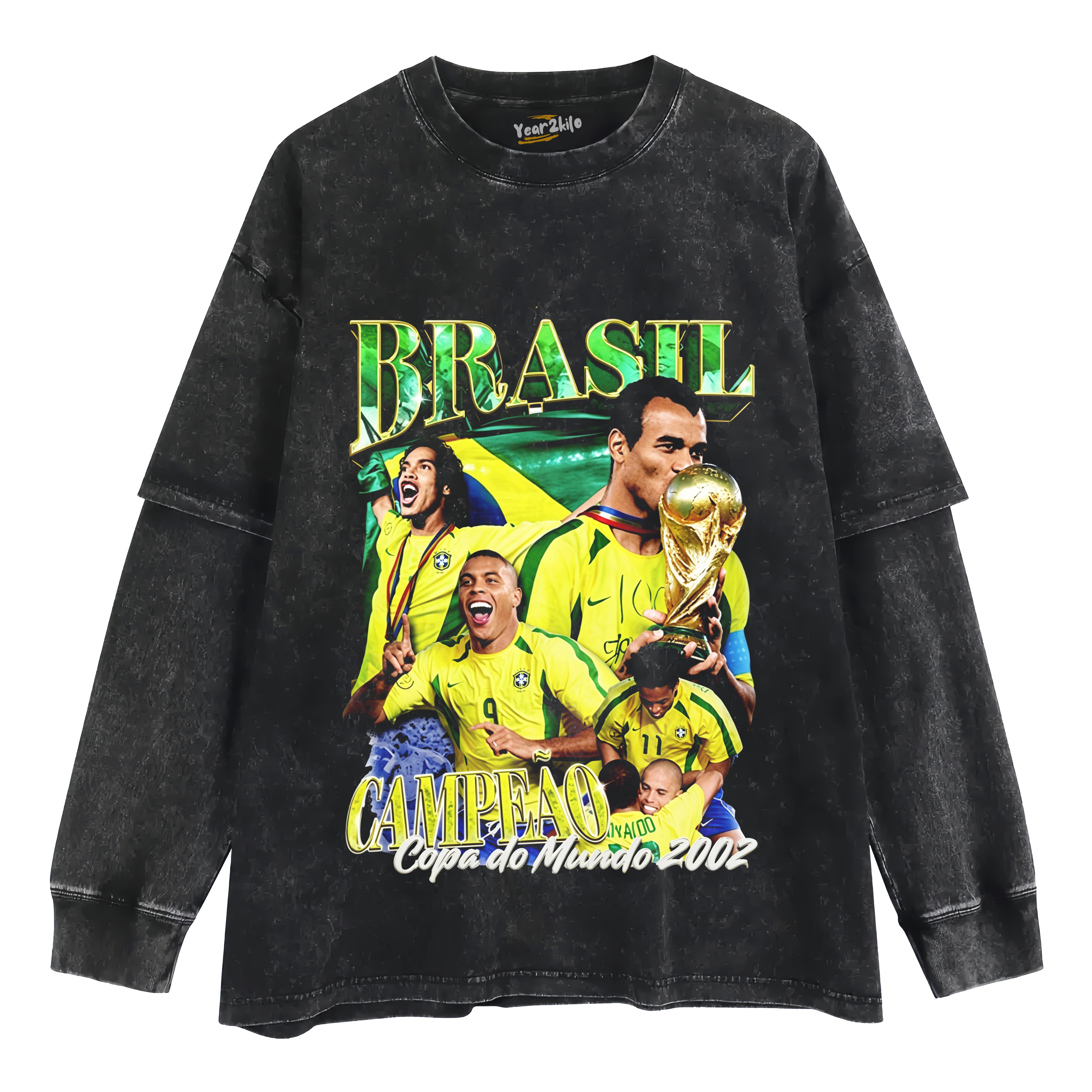VINTAGE 90S BRAZIL 2002 WORLD CUP TANK TOP & TEE & LONG SLEEVE & LAYERED LS & HOODIE
