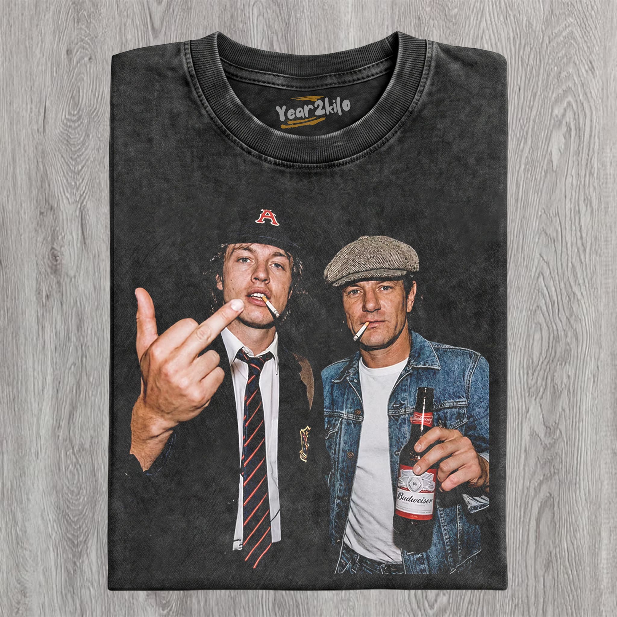 VINTAGE ANGUS YOUNG & BRIAN JOHNSON TANK TOP & TEE & LONG SLEEVE & LAYERED LS & HOODIE