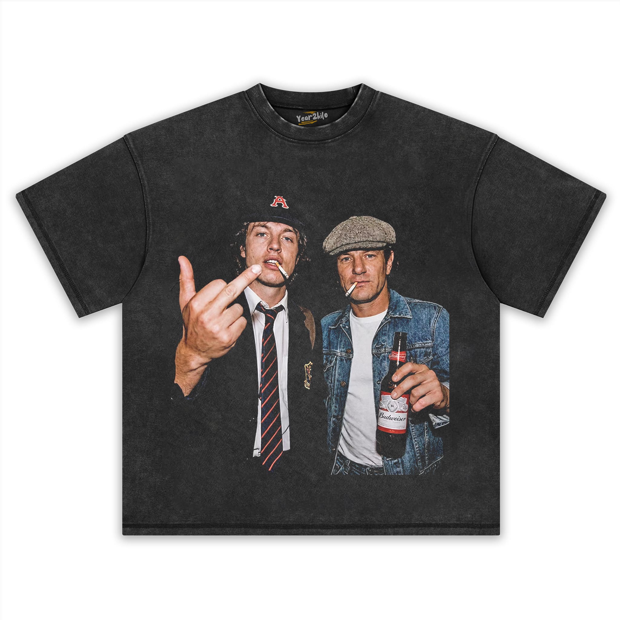 VINTAGE ANGUS YOUNG & BRIAN JOHNSON TANK TOP & TEE & LONG SLEEVE & LAYERED LS & HOODIE