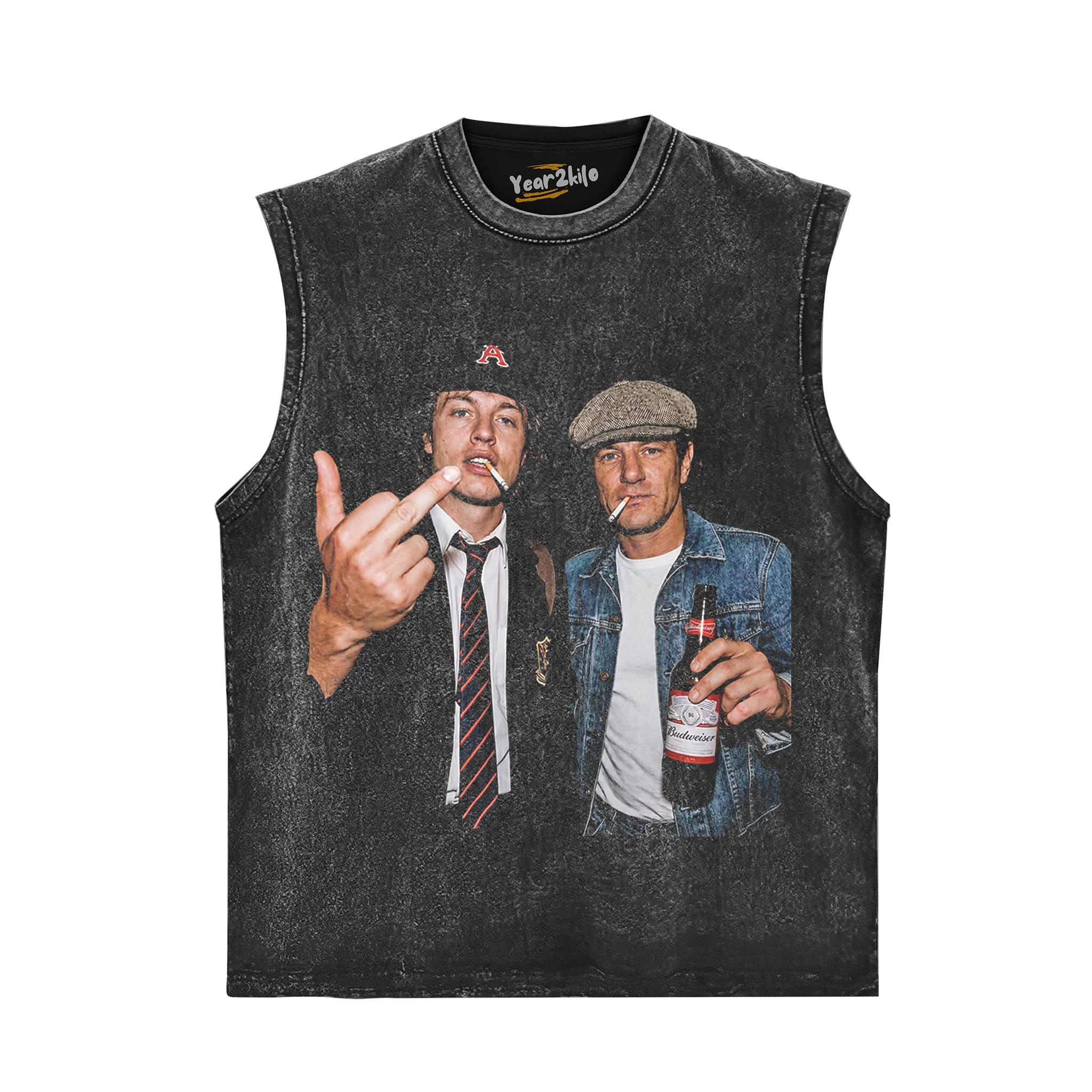 VINTAGE ANGUS YOUNG & BRIAN JOHNSON TANK TOP & TEE & LONG SLEEVE & LAYERED LS & HOODIE