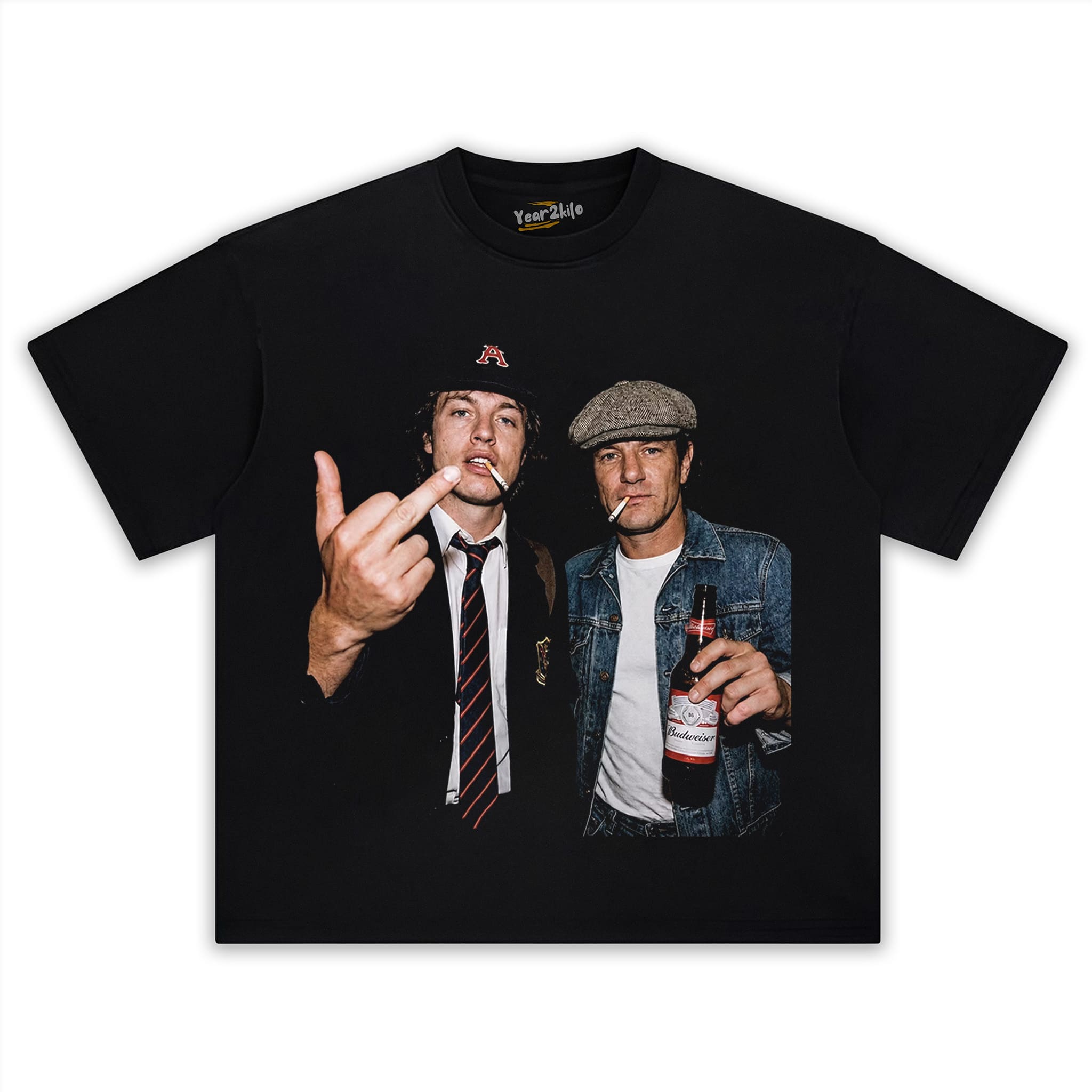 VINTAGE ANGUS YOUNG & BRIAN JOHNSON TANK TOP & TEE & LONG SLEEVE & LAYERED LS & HOODIE
