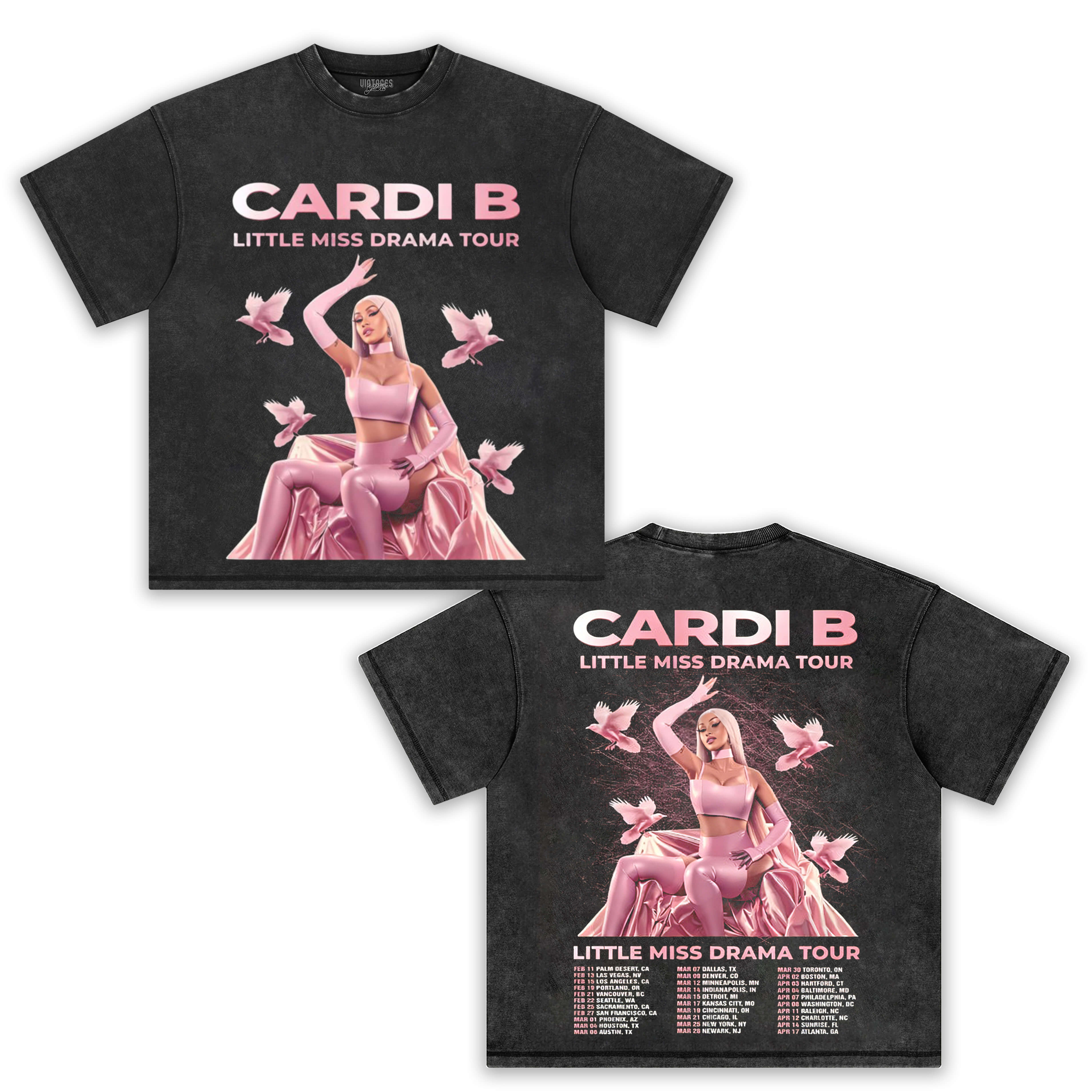 VINTAGE CARDI B LITTLE MISS DRAMA TOUR 2026 TEE