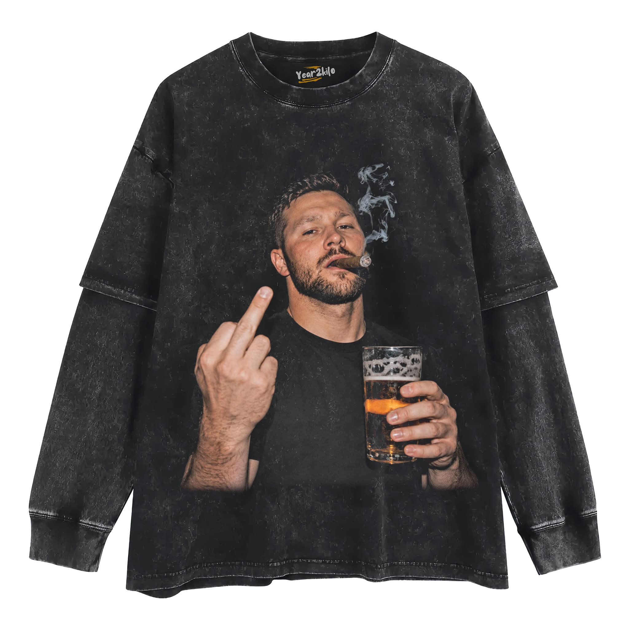 VINTAGE JOSH ALLEN FLIPPING THE BIRD MEME V2 TANK TOP & TEE & LONG SLEEVE & LAYERED LS & HOODIE