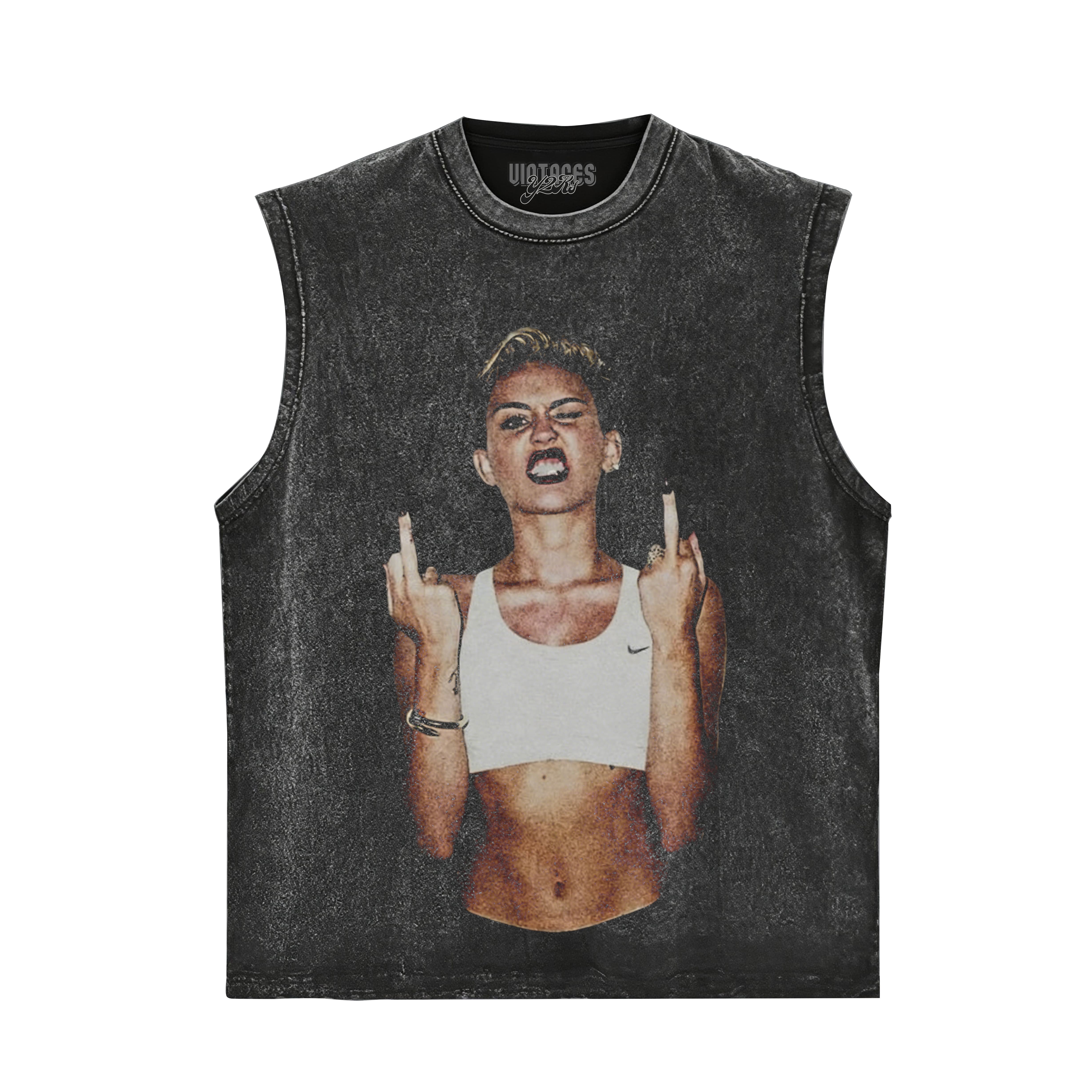VINTAGE MILEY CYRUS JONES FLIPPING THE BIRD TANK TOP