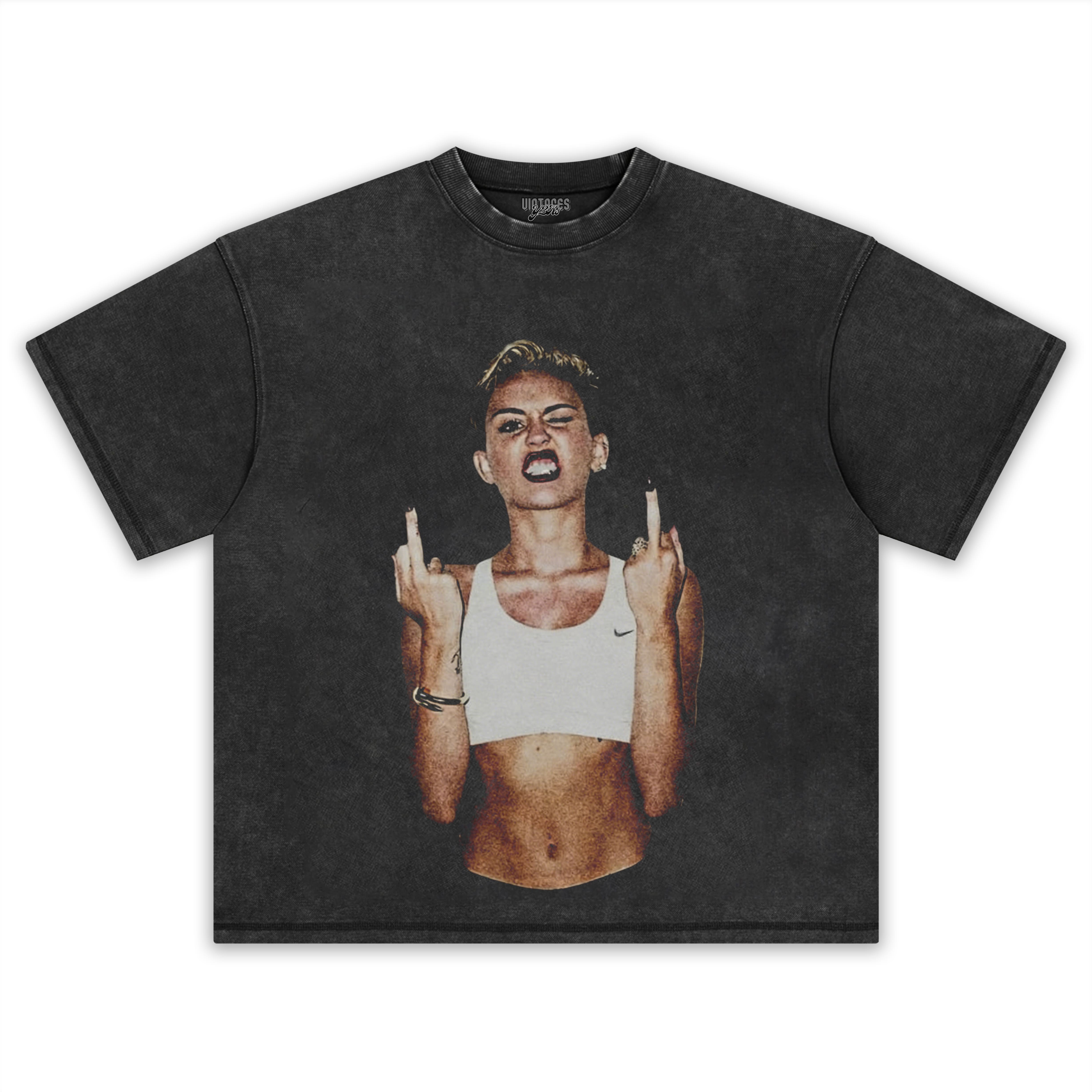 VINTAGE MILEY CYRUS JONES FLIPPING THE BIRD TEE & LS & HOODIE