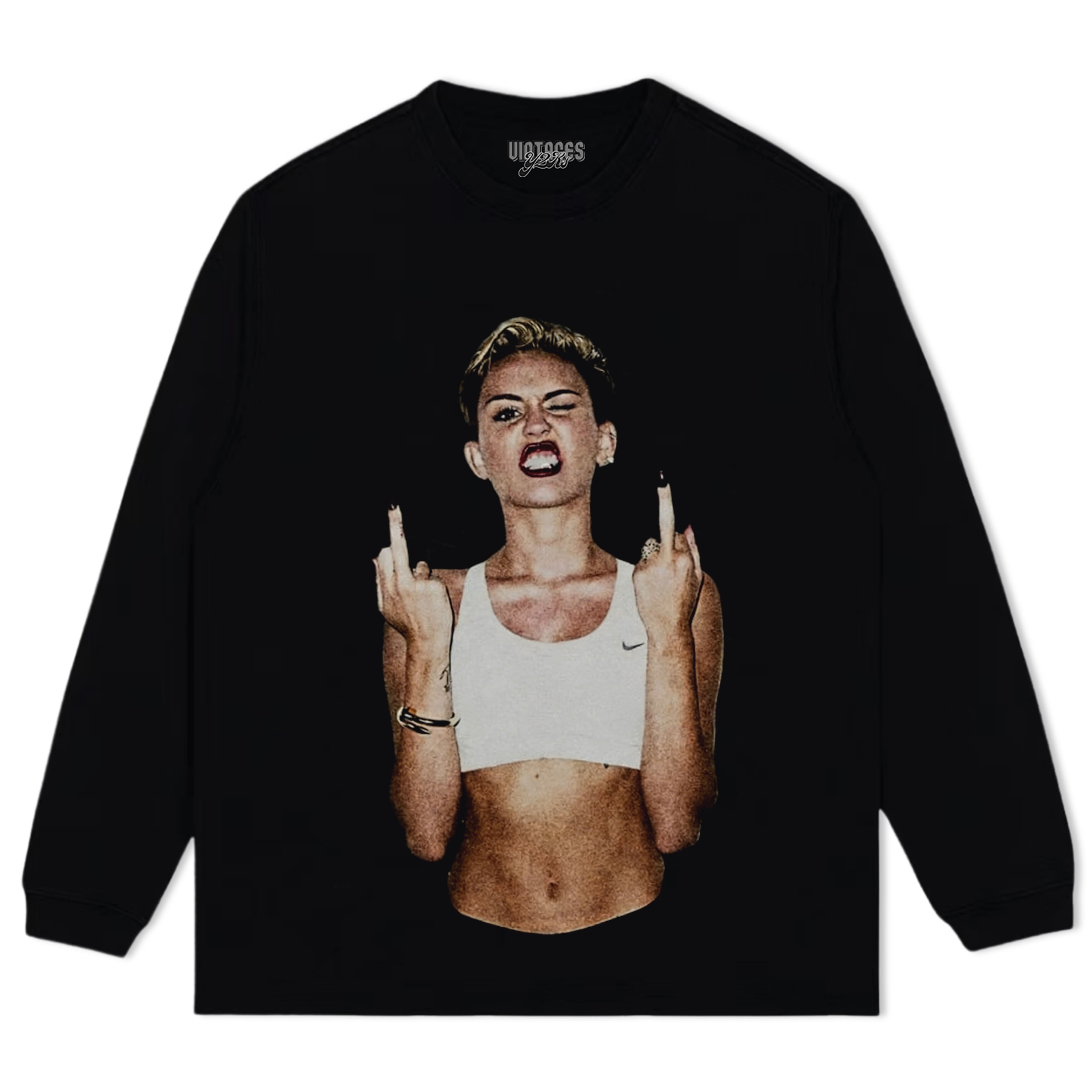 VINTAGE MILEY CYRUS JONES FLIPPING THE BIRD TEE & LS & HOODIE