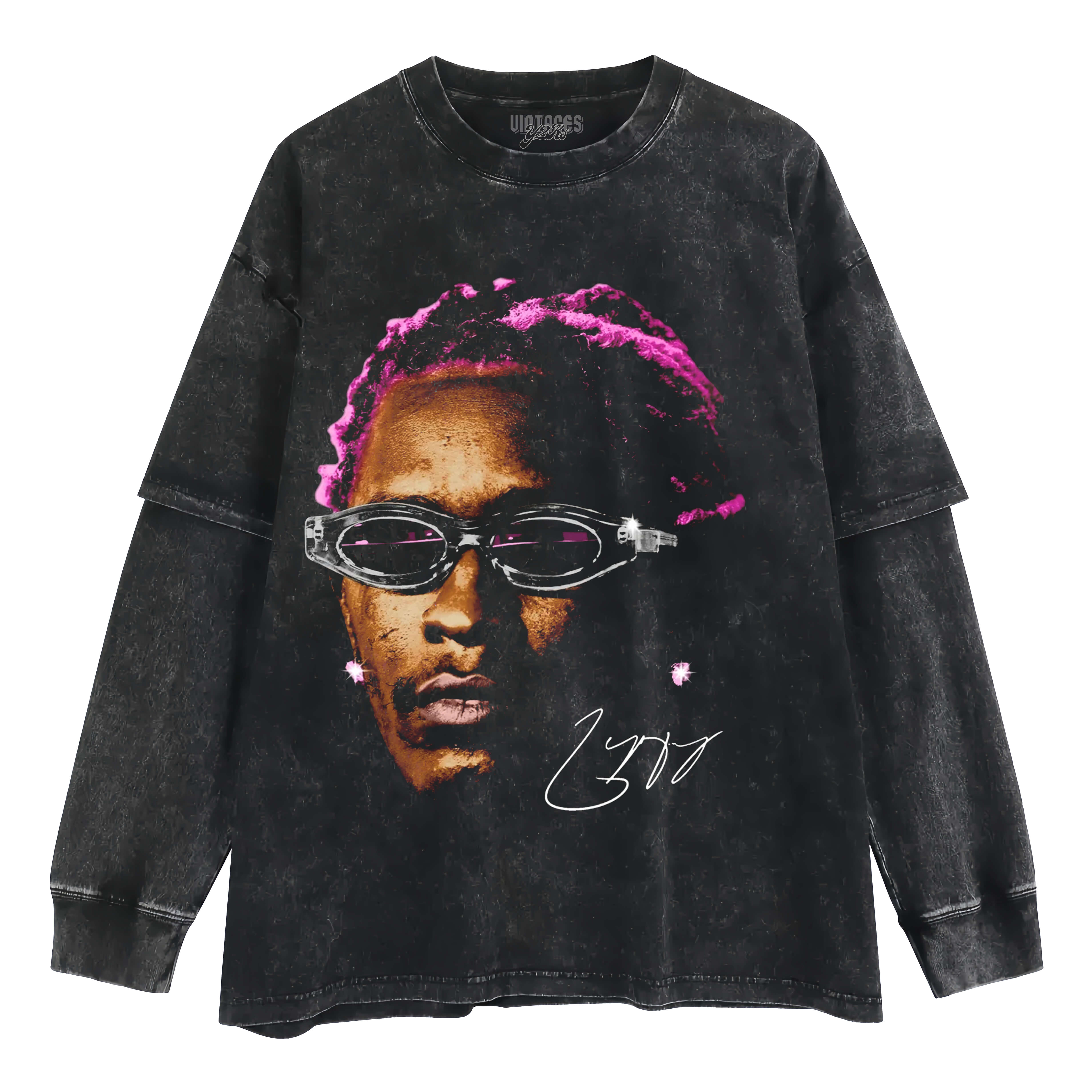 YOUNG THUG PINK GRAPHIC LAYERED LONG SLEEVE